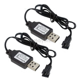 2pcs 7.4V Battery USB Charger 800mA SM-3P Rev plug for 2S LiPo Li-Ion RC Toys