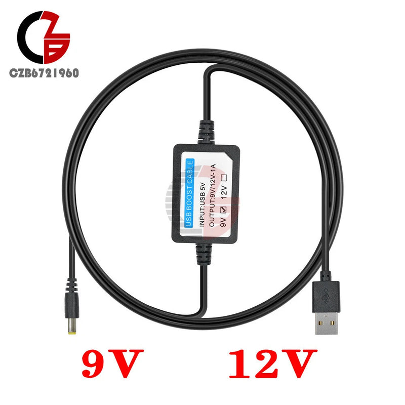 DC 5V to 9V / 12V 1A USB Boost Cable USB Power Supply Converter 5.5*2.1mm 1.3M