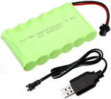 7.2V 2400mAh Ni-MH Battery Pack w/ USB Charger For RC Car Vehicles SM-2P Plug