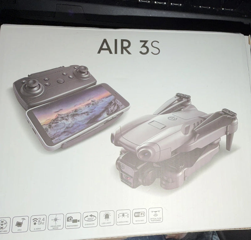 Foldable white 4K drone with remote controller, compact design