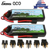 2X GensAce G-Tech 3600mAh 60C 11.4V 3S Lipo Battery HV Deans And XT60 Adapter US