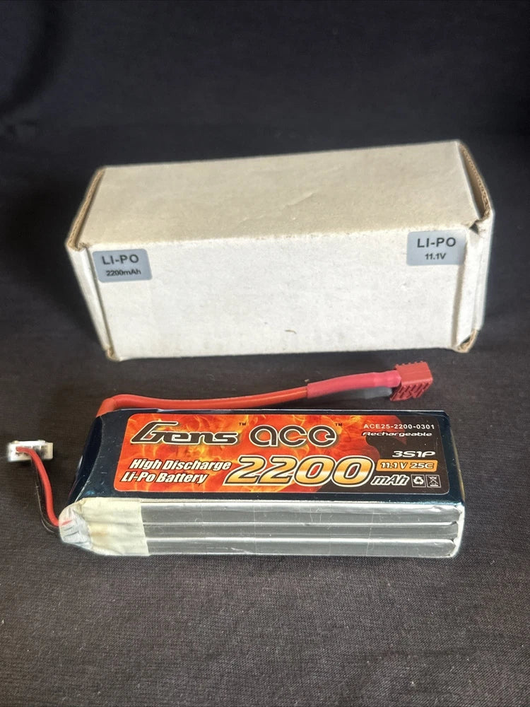 Gens ACE 2200mAh 3S1P 11.1V 25C LiPo Battery Pack RC car plane ACE25c-2200-0301 Battery