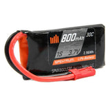 800mAh 3.7V LiPo battery pack with JST connector and red leads