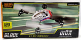 RC micro quadcopter drone kit in retail box, white body with red accents