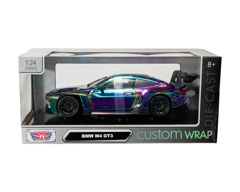 1/24 Motormax Custom Wrap BMW M4 GT3 Diecast Model Car Chameleon Chrome 79094