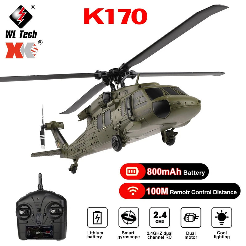 WLtoys K170 Black Hawk UH-60L RC Helicopter 4CH 2.4GHz Brushless Motor 6-Axis Gy