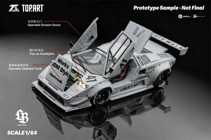 Topart 1:64 LBWK Countach Grey Diecast Model Car