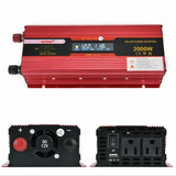 2000W Portable Car LCD Power Inverter DC 12V/24V to AC 110V Converter US Socket