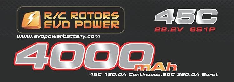 Evo Power 4000 mah 6s 45C Lipo align trex logo  600 700  sab goblin helicopter Battery