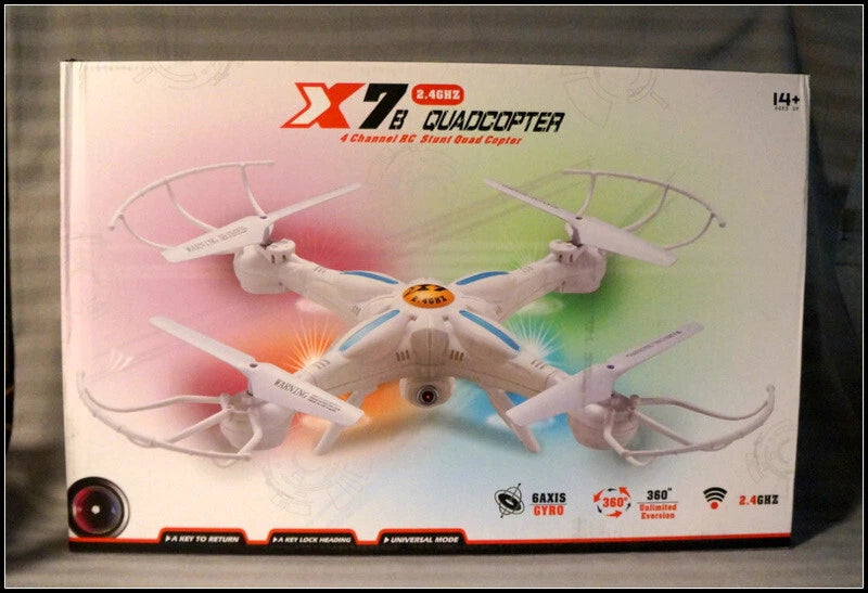 2.4GHz 4-channel RC stunt quadcopter drone in retail box, sealed packaging
