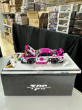 NISSAN SILVIA S15 PINK WHITE LBWK WITH FIGURE HOOD OPENS 1/64 DIECAST CAR BY TPC