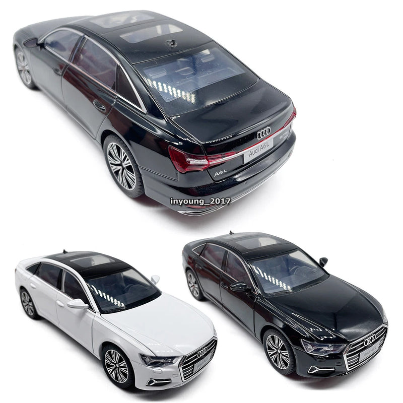 1:24 Audi A6L Model Car Diecast Toy Vehicle Doors Open Pull Back Light Sound