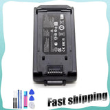 Black replacement lithium-ion battery pack with label and multi-pin connector