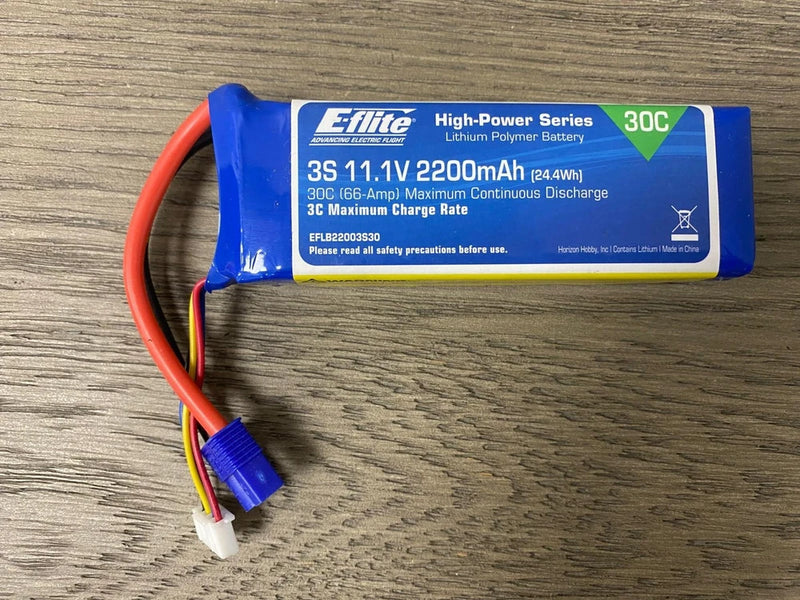 E-flite EFLB22003S30 High-Power 3S 11.1V 2200mAh LiPo Battery Battery