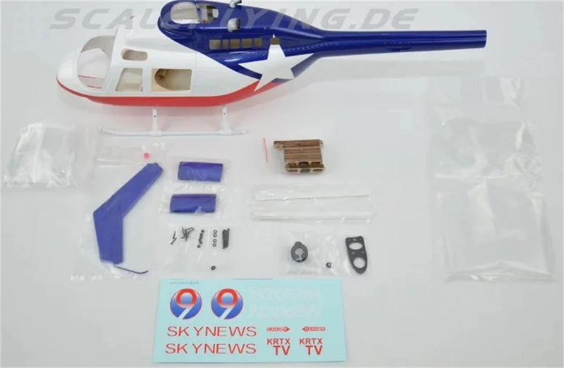Jet Ranger News Chopper 450 B206 RC Helicopter Fuselage 450 Size ALIGN T-REX450X