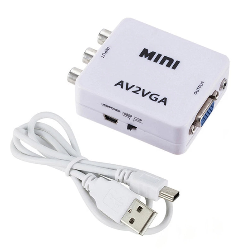 AV () to VGA Audio Video Converter,Support Resolution 1080P /720P,With 3.59767