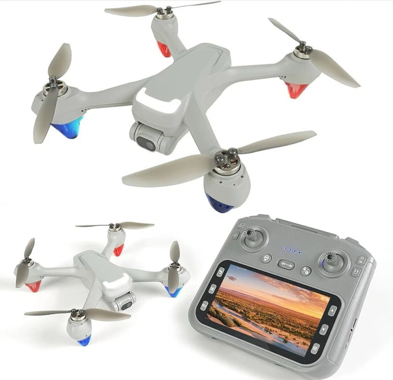 White GPS drone with 2K camera and handheld controller with screen