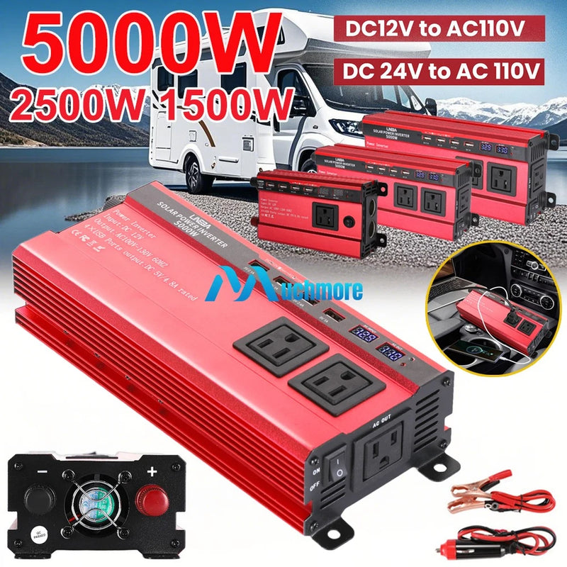 Modified Sine Wave Power Inverter 5000W 2500W DC 12V 24V To AC 110V Converter US