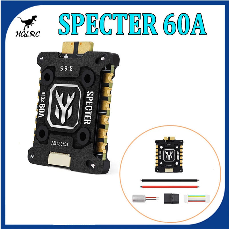 HGLRC SPECTER 60A 4in1 ESC 3-6S BL32 128K with Heat Sink 20X20mm for FPV Racing