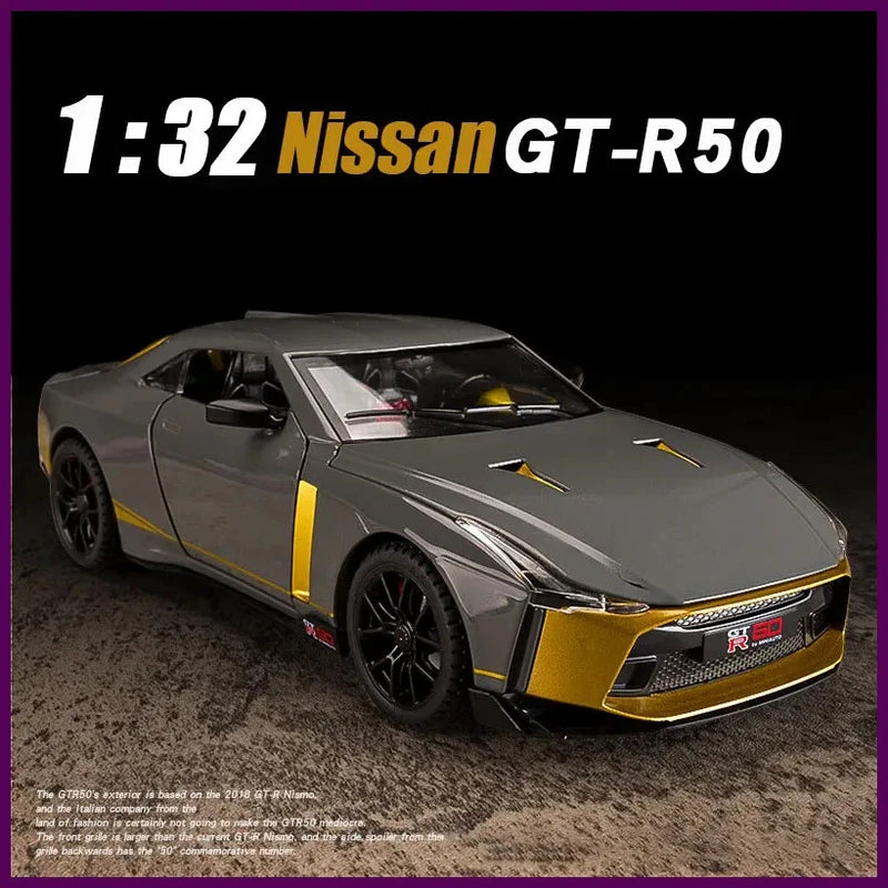 1:32 Nissan GT-R50 Model Toy Alloy Diecast Metal Super Sport Cars Sound Light