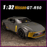 1:32 Nissan GT-R50 Model Toy Alloy Diecast Metal Super Sport Cars Sound Light