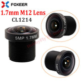Black M12 1.7mm FPV camera lens with threaded barrel and 5MP glass aperture (CL1214)