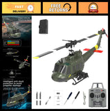 Remote Control UH-1 Huey Helicopter 1/48 Scale 2.4G 6CH Gyro Stabilized Drone