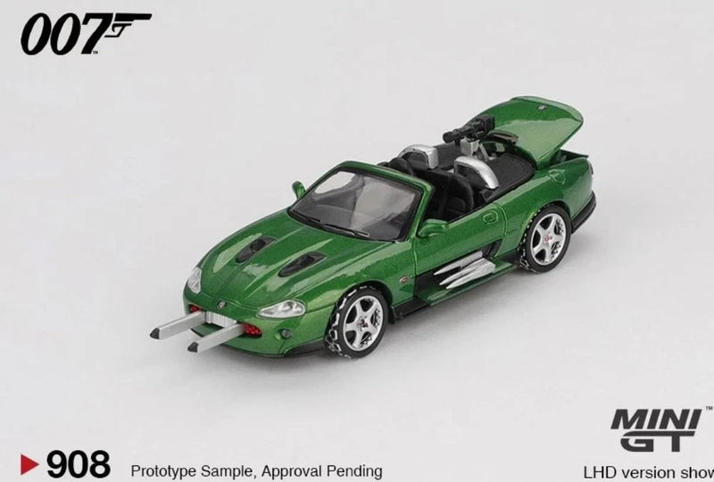 Mini GT 1:64 green Jaguar XKR (LHD) convertible die-cast car model, open top