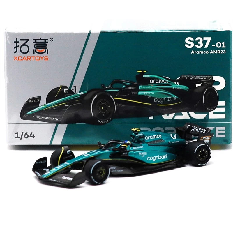 Xcartoys x POP RACE 1:64 2023 #14 F.ALONSO AMR23 Green Diecast Model Car