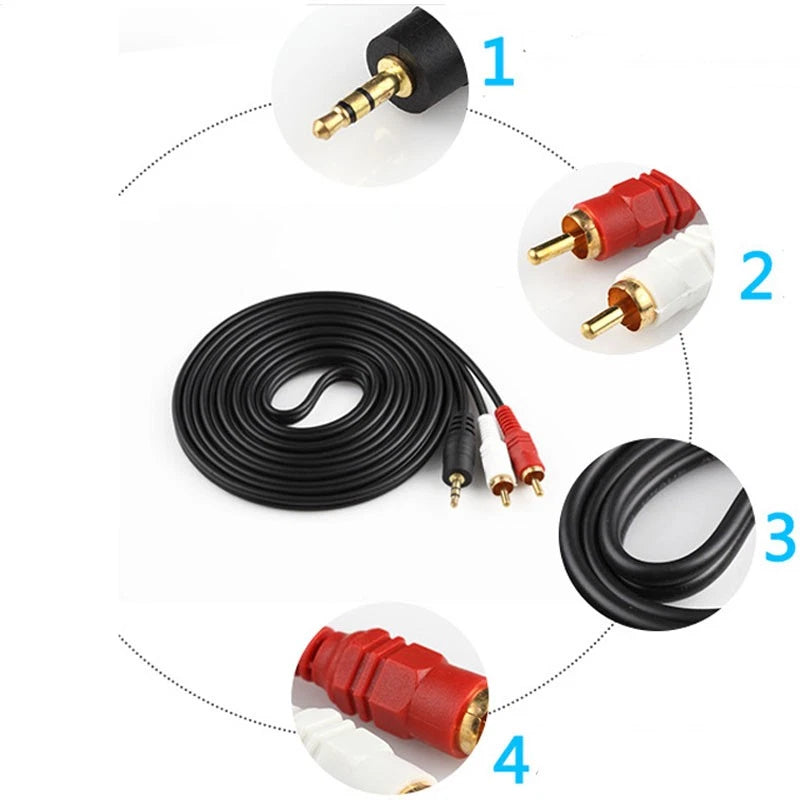 20m 66FT 3.5mm Male Plug to Dual 2 RCA Jack Cable Stereo PC Audio Splitter Aux
