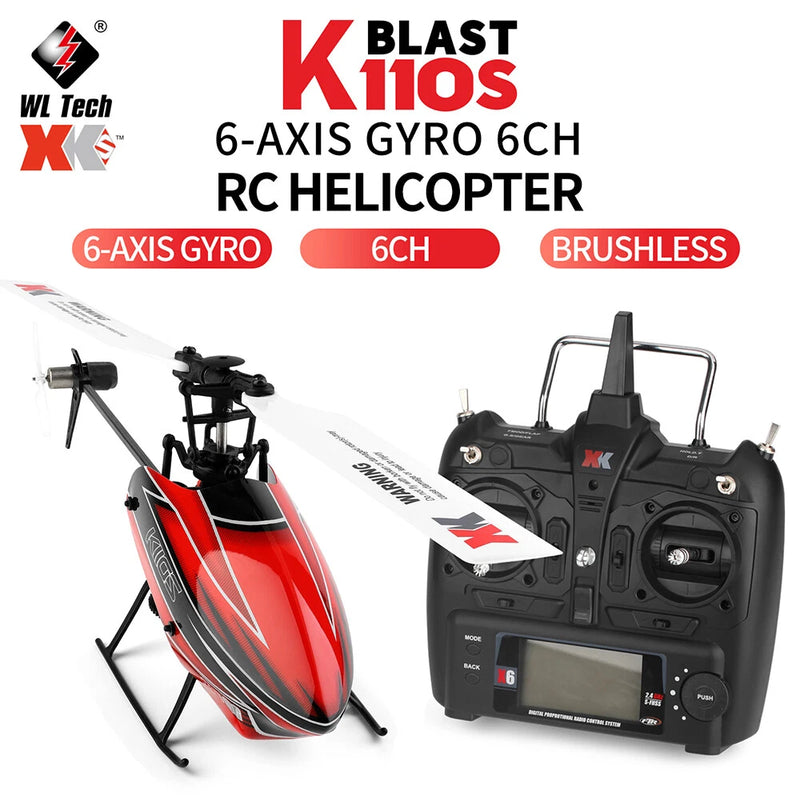 Wltoys XK K110S 6CH 3D Single Paddle Brushless RC Helicopter RTF Christmas gift
