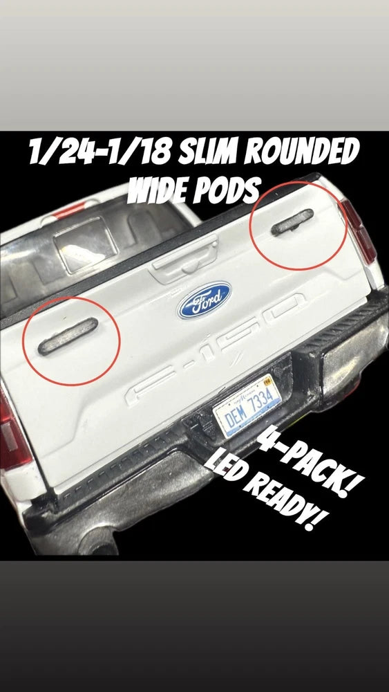 1/24 1/18 *WIDE* LED READY SLIM STYLE SINGLE LIGHT PODS POLICE MODEL CAR 4 PACK