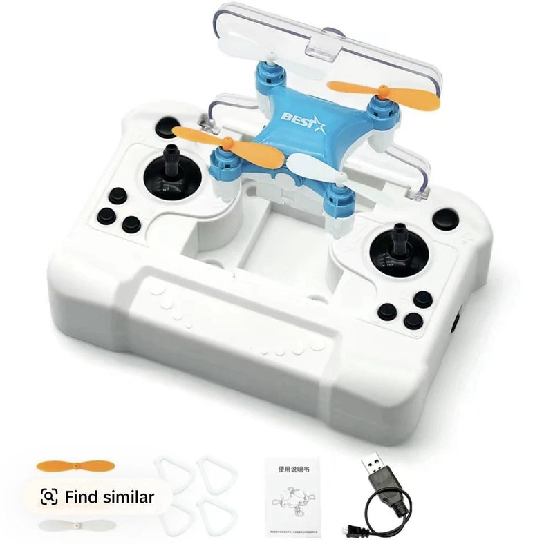 Mini quadcopter drone toy with remote controller, blue and white, BESTX branding