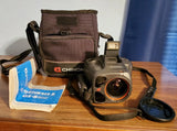 Used Chinon Genesis Camera, Bag Battery Booklets NO Charging Cable As Is Powers
