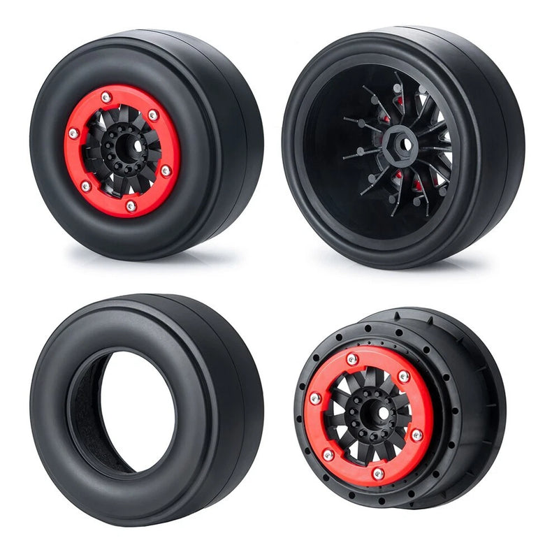 2.2" Drag Racing Wheel Rubber Tires Rims for 1/10 Losi 22S RC Crawler Truck Car