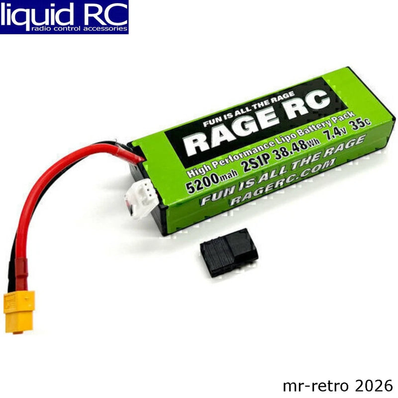 Rage RC 5200mAh 2S LiPo hard case battery with XT60 connector, green