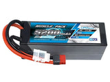 RC LiPo battery pack with black hard case, DEANS connector, and orange/black leads