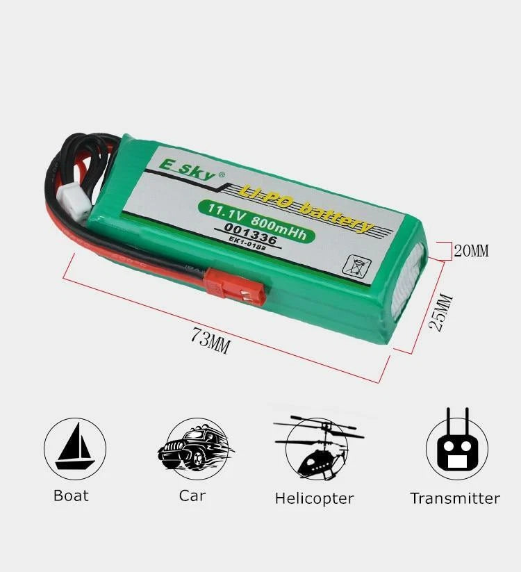 3s Lipo Battery 11.1v 800mah 20c Helicopter Ek1-0188 Lama E020 For Rc Truck Boat Battery