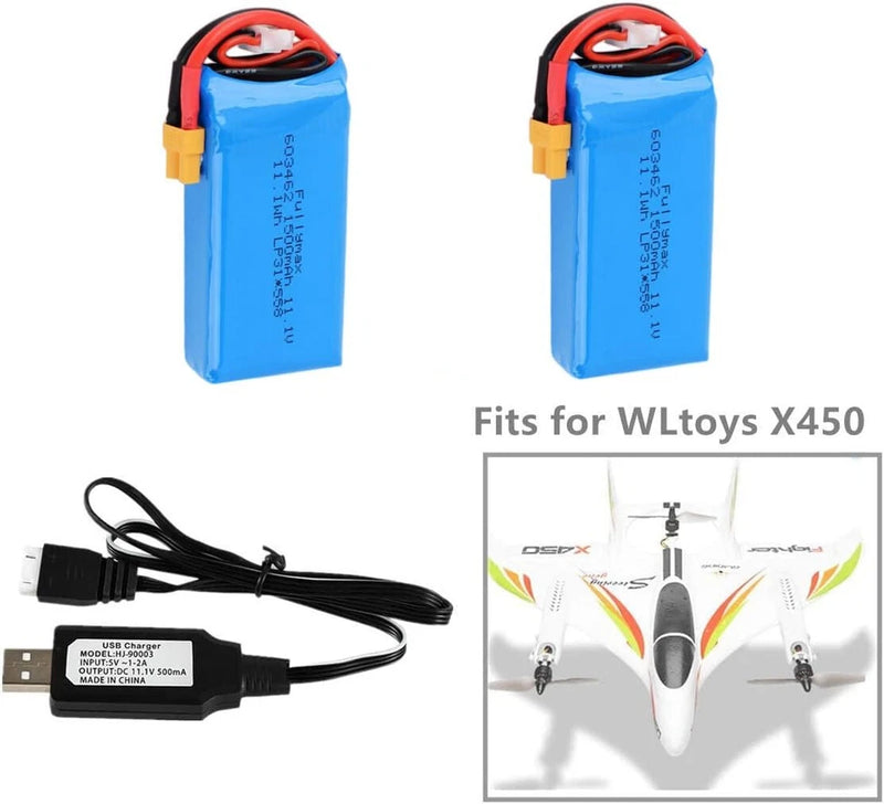 11.1V 1500mAh 603462 Rechargeable Lipo Battery XT30 Plug For XK x450 RC Airplane Battery