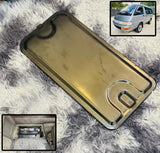 Toyota Townace battery cover: metallic gold panel with recessed handle latch