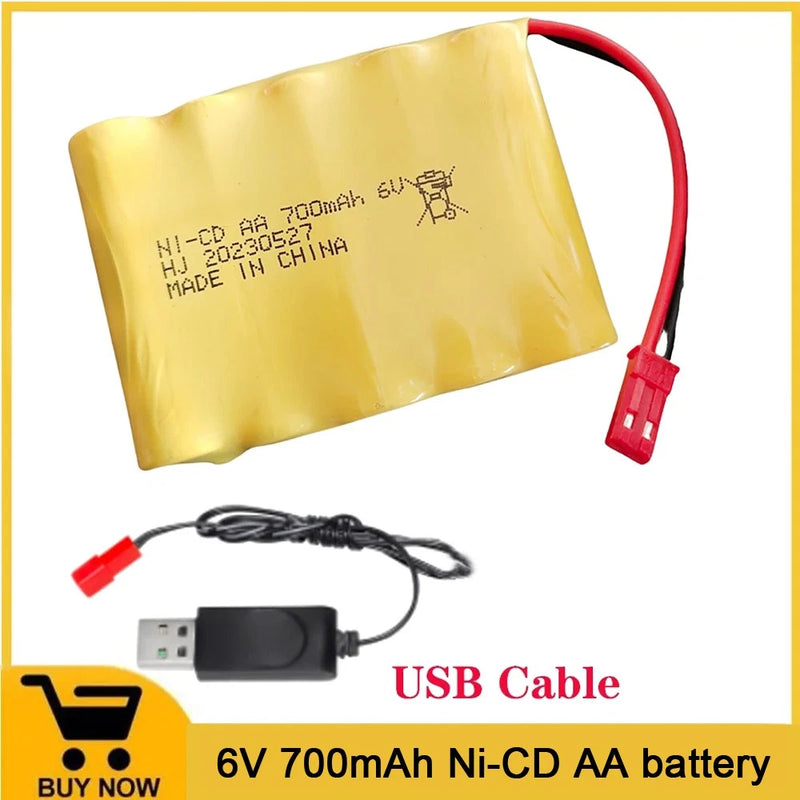 6v 700mah NI-CD AA rechargeable Battery with charger for RC Electric Toys Car