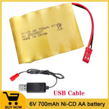 6v 700mah NI-CD AA rechargeable Battery with charger for RC Electric Toys Car