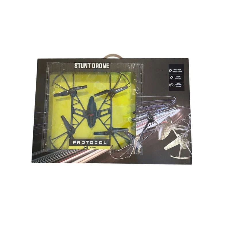Protocol RC stunt drone in box, with propeller and wing graphics