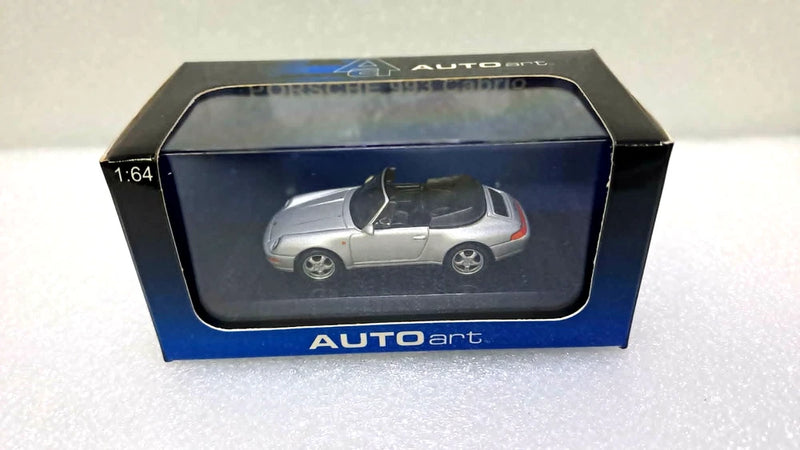 Silver Porsche 993 Cabrio 1:64 AutoArt die-cast model in display box