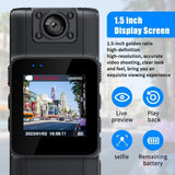 Mini police body camera camcorder with front lens and 1.5-inch display screen