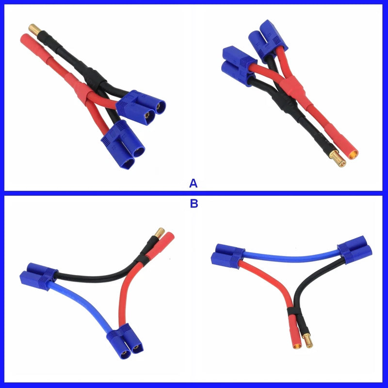 ESC HV HXT 5.5mm 1 Male-/Female+ to 2 Male EC5 Series Parallel Wire Battery FPV