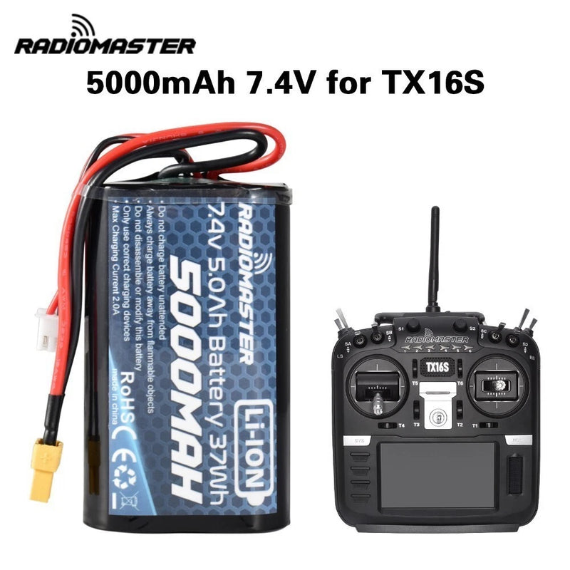 RadioMaster TX16S TX18S Transmitter 7.4V 2S 5000mah 37wh Lipo Battery  JST Plug Battery