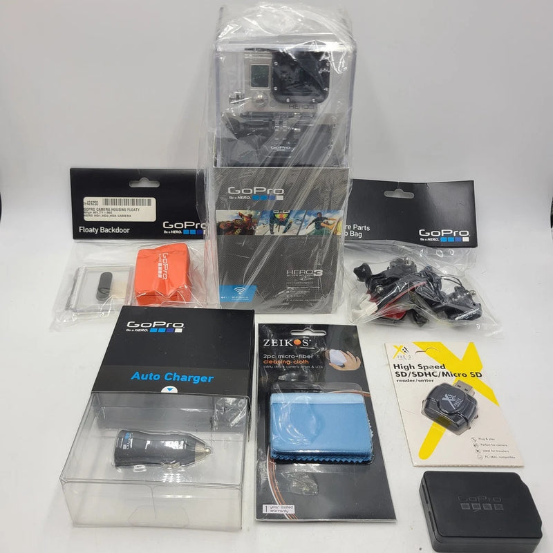 GoPro HERO3+ Silver action camera with accessories in sealed retail package