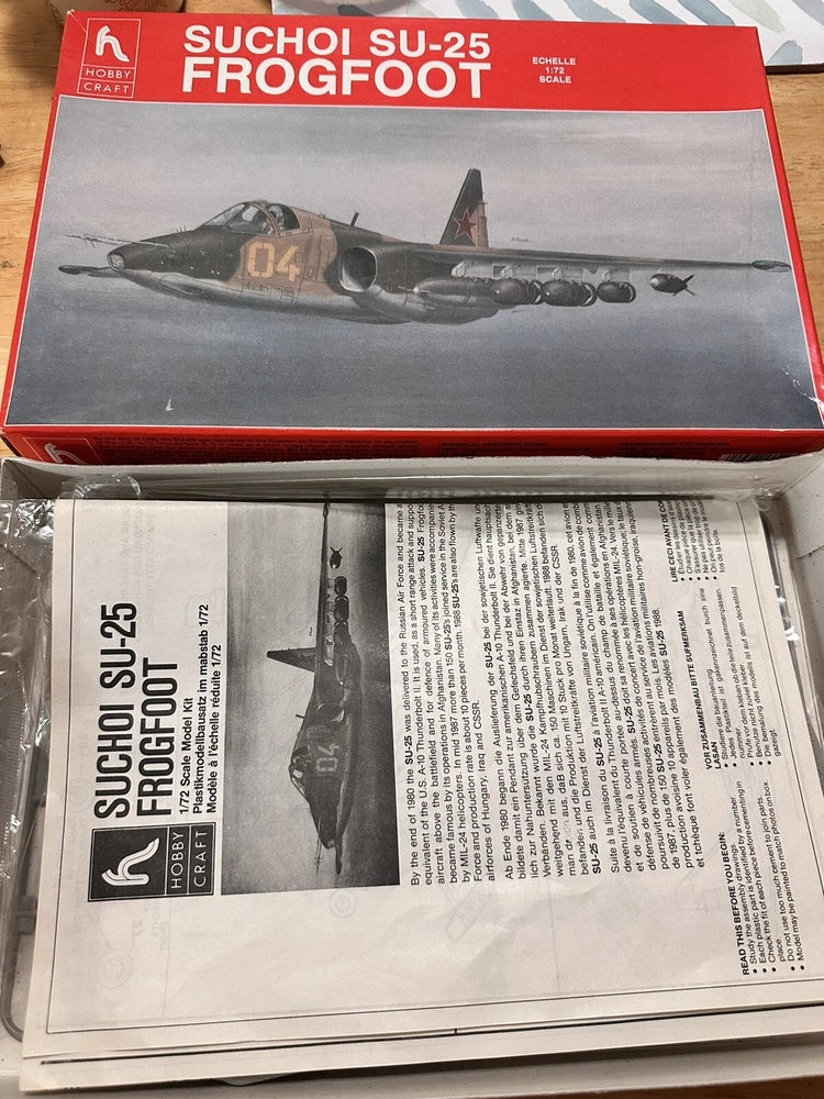 1/72 Scale Hobby Craft, Suchoi SU-25 Frogfoot Jet Airplane Model #HC1382