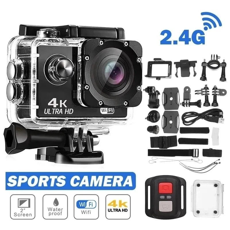 4K Ultra HD Action Camera WiFi 30FPS Waterproof Sport Cam 170 Wide Angle Helmet